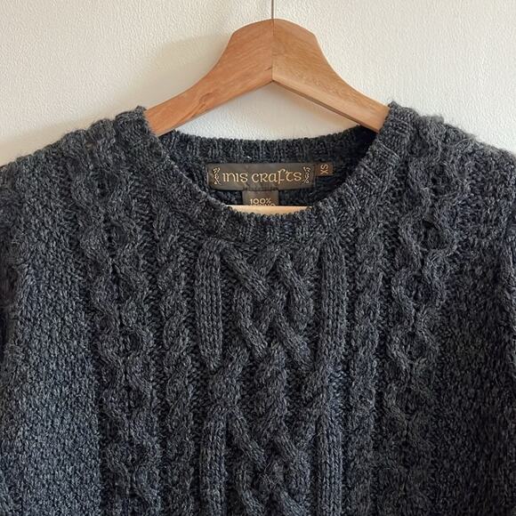 Inis Crafts Cable Knit Fisherman Ireland Irish Crew Cozy Chunky Tunic Sweater XS - Picture 5 of 11